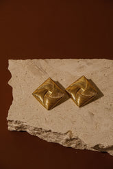 Indira Twisted Square Earrings - Gold